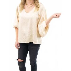 NEW B-TWEEN satin leopard balloon sleeve top in ivory